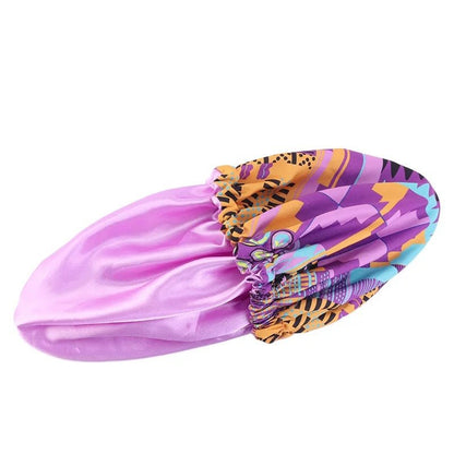 Kids Reversible Satin Bonnet Caps - African Ankara Print (Multiple Designs) - Fatisha Boutique