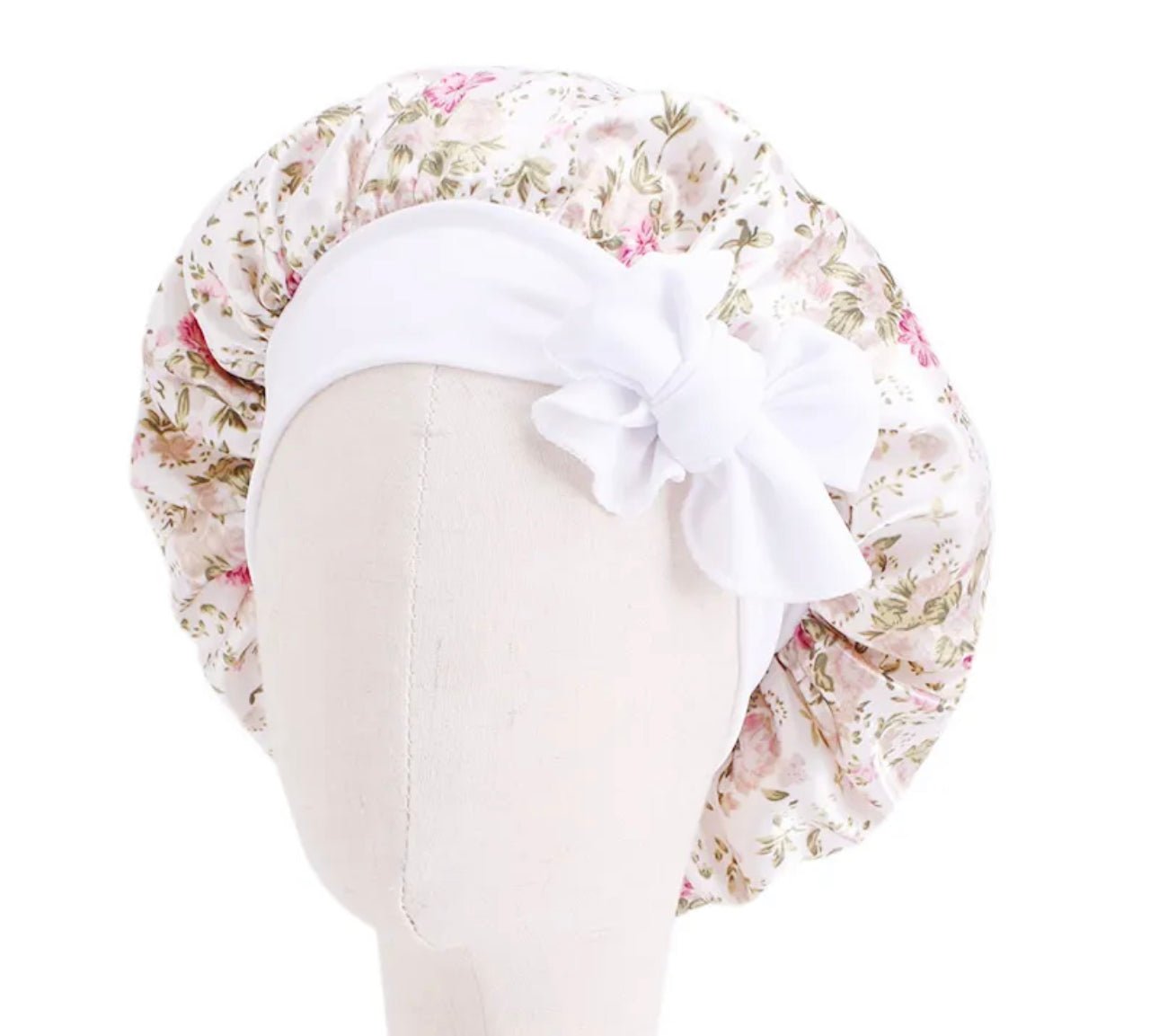 Kids Single Layered Bow Tied Design Printed Satin Silk Bonnet Caps - Fatisha Boutique