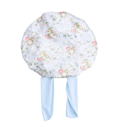 Kids Single Layered Bow Tied Design Printed Satin Silk Bonnet Caps - Fatisha Boutique