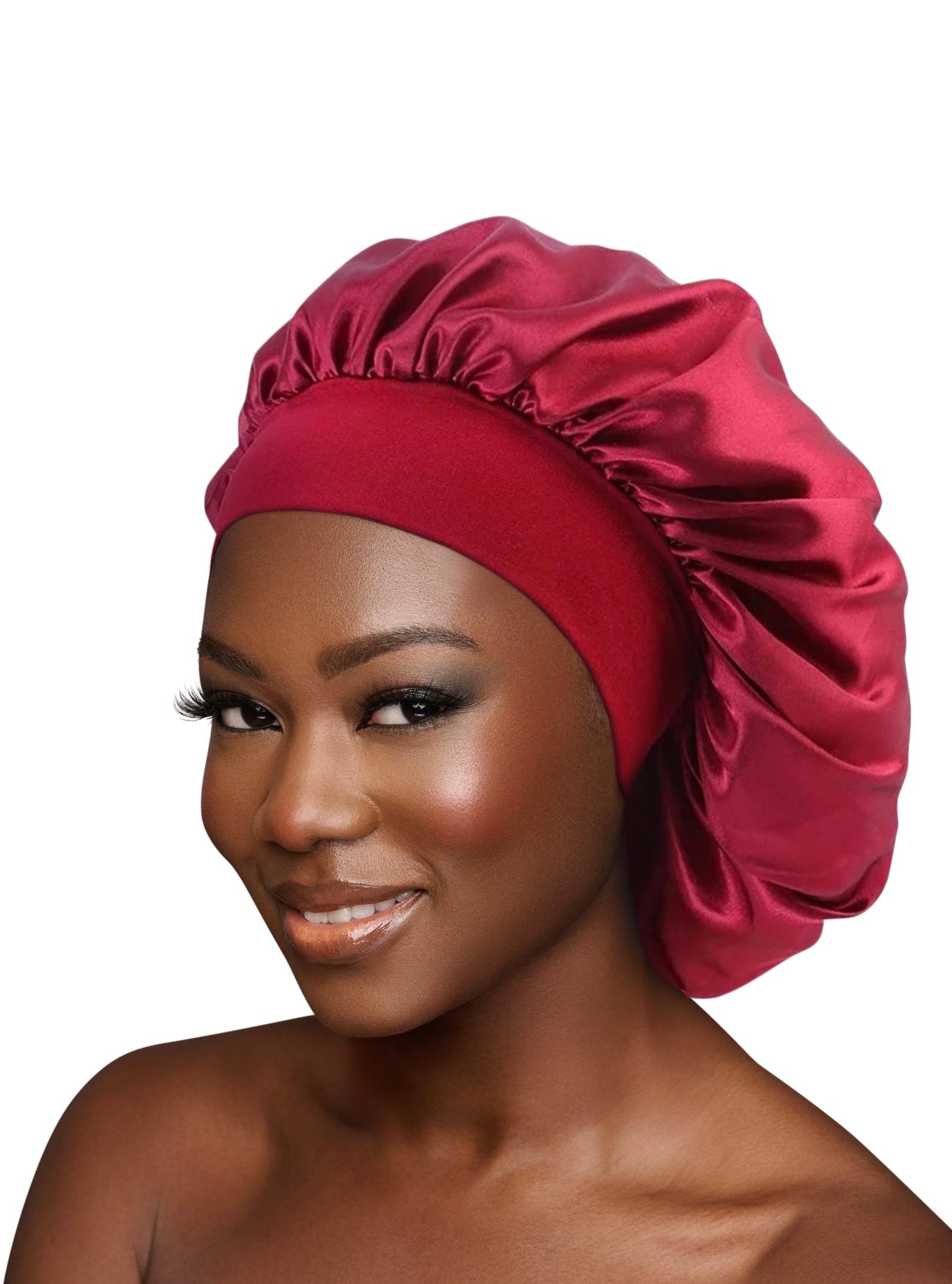 Large Band Satin Silk Single Layered Luxury Bonnet Caps – Stylish Hair Protection for Braids, Locs, and Long Hair - Fatisha Boutique