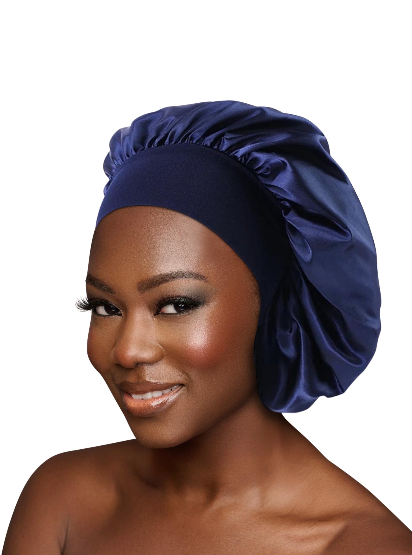 Large Band Satin Silk Single Layered Luxury Bonnet Caps – Stylish Hair Protection for Braids, Locs, and Long Hair - Fatisha Boutique