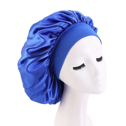 Large Band Satin Silk Single Layered Luxury Bonnet Caps – Stylish Hair Protection for Braids, Locs, and Long Hair - Fatisha Boutique