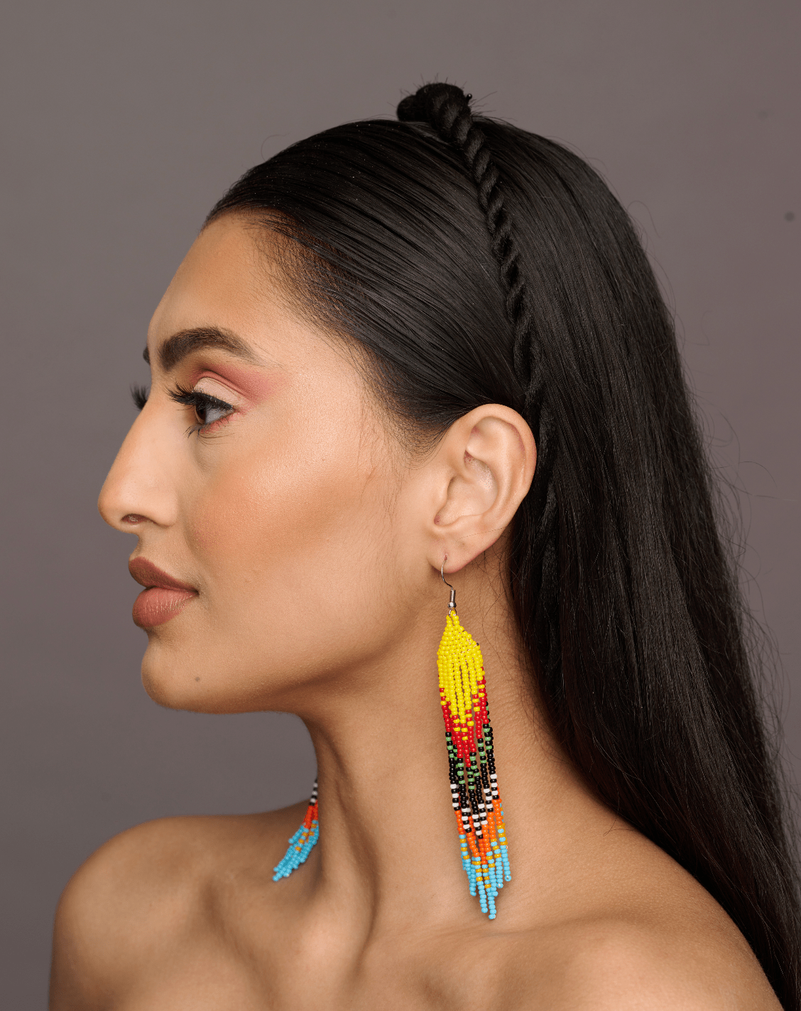 Long Authentic African Ethnic Multicolour Beaded Tassel Dangle Earrings - Fatisha Boutique