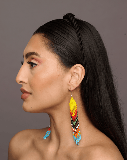 Long Authentic African Ethnic Multicolour Beaded Tassel Dangle Earrings - Fatisha Boutique