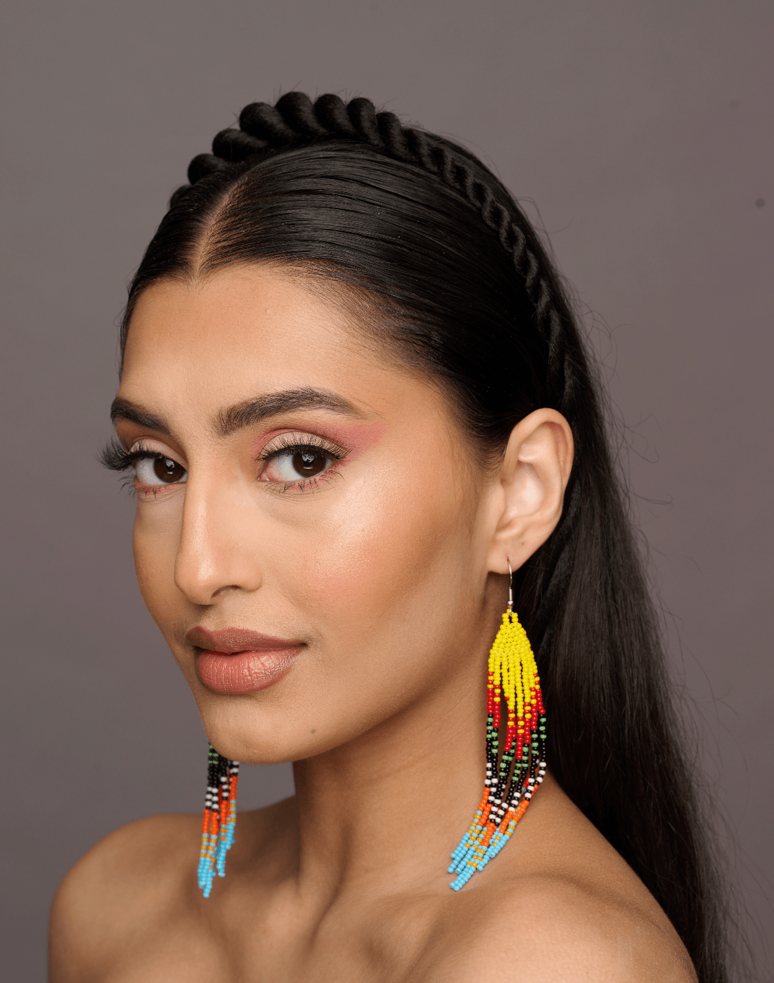 Long Authentic African Ethnic Multicolour Beaded Tassel Dangle Earrings - Fatisha Boutique