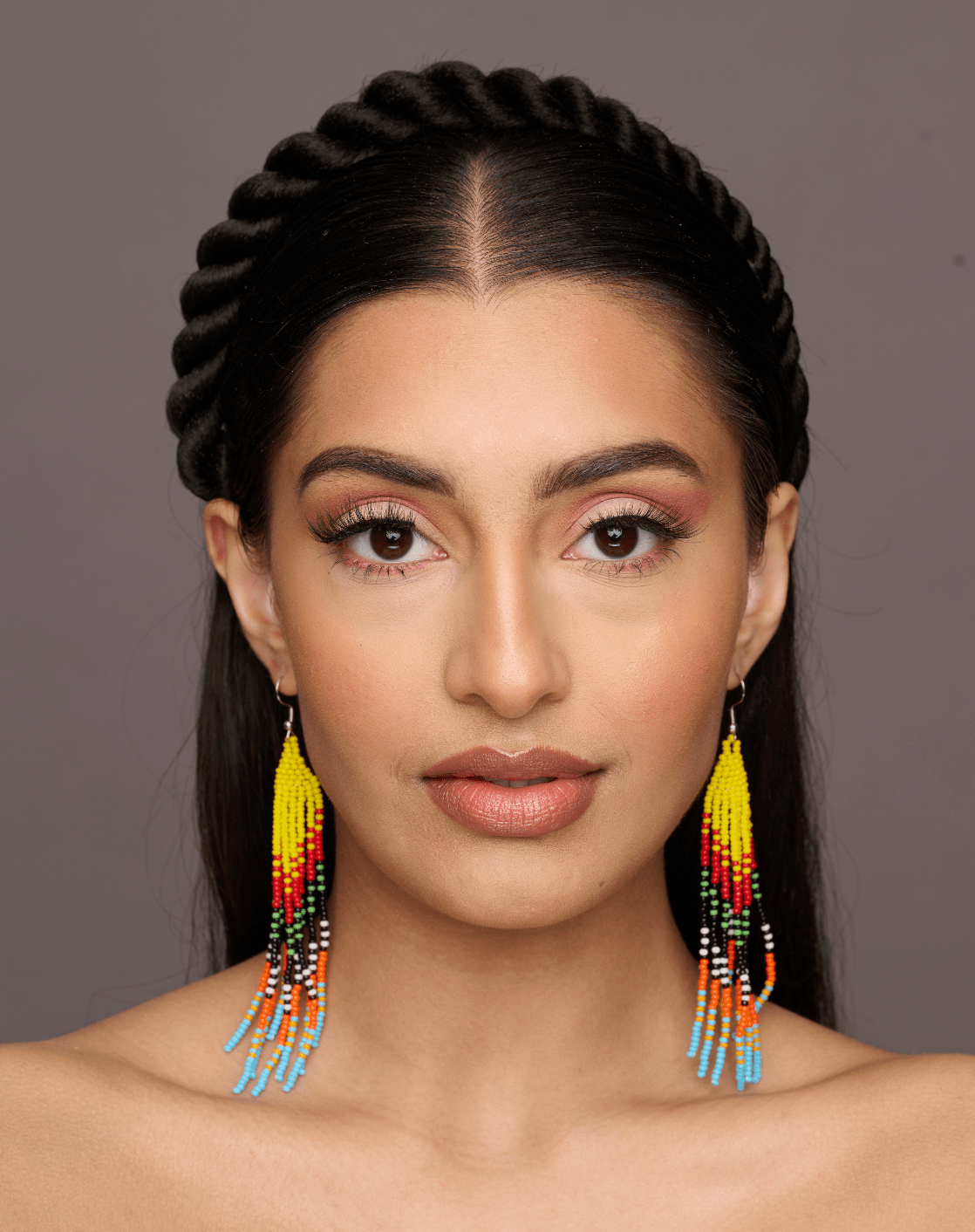 Long Authentic African Ethnic Multicolour Beaded Tassel Dangle Earrings - Fatisha Boutique
