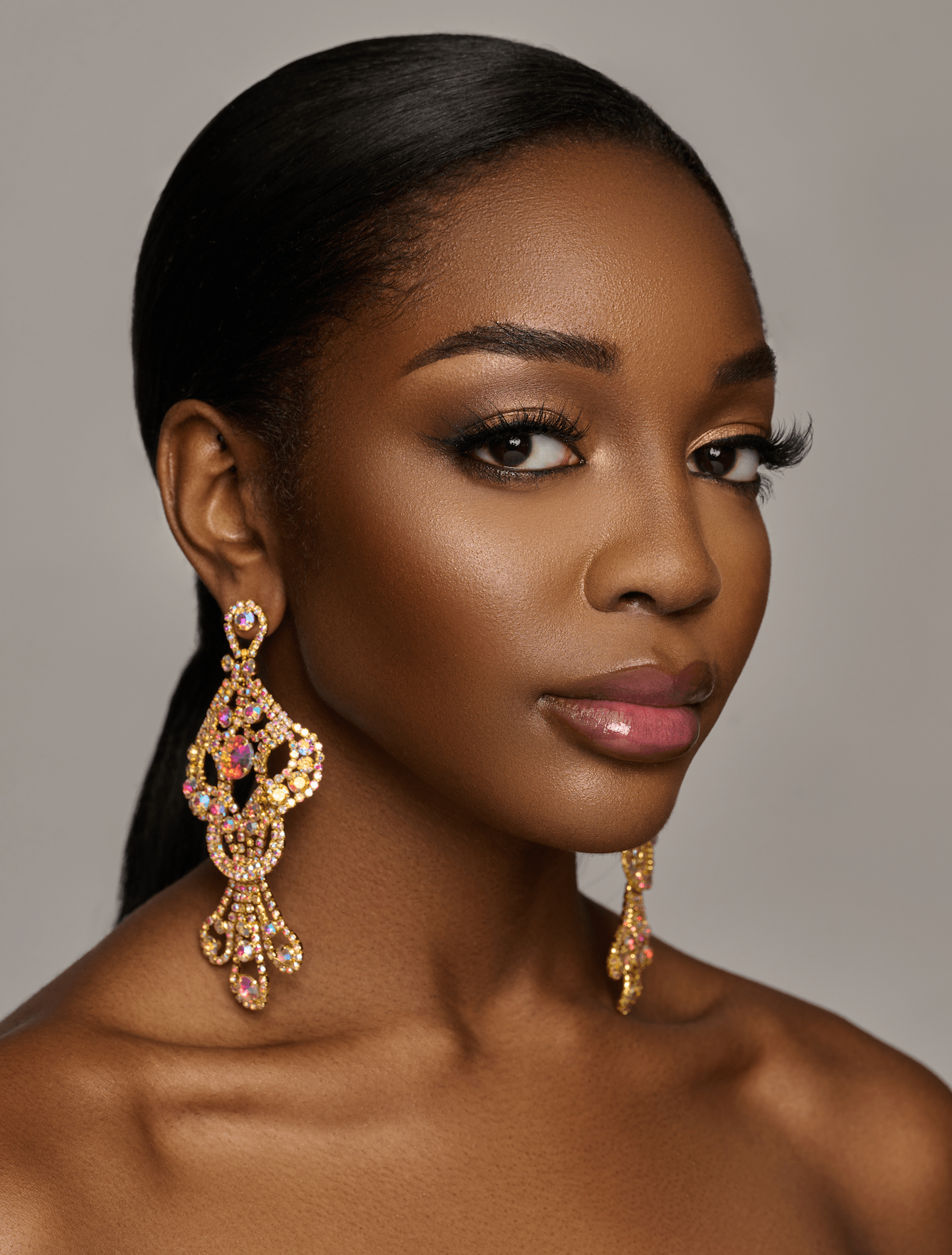 Long Elegant AB Colour Diamante Rhinestone Tassel Teardrop Dangle Earrings - Fatisha Boutique