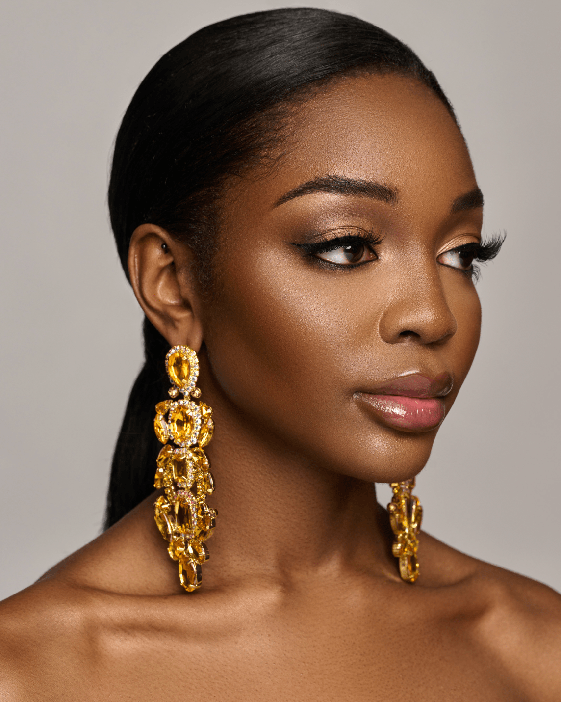Long Elegant Statement Diamante Rhinestone Dangle Earrings - Fatisha Boutique