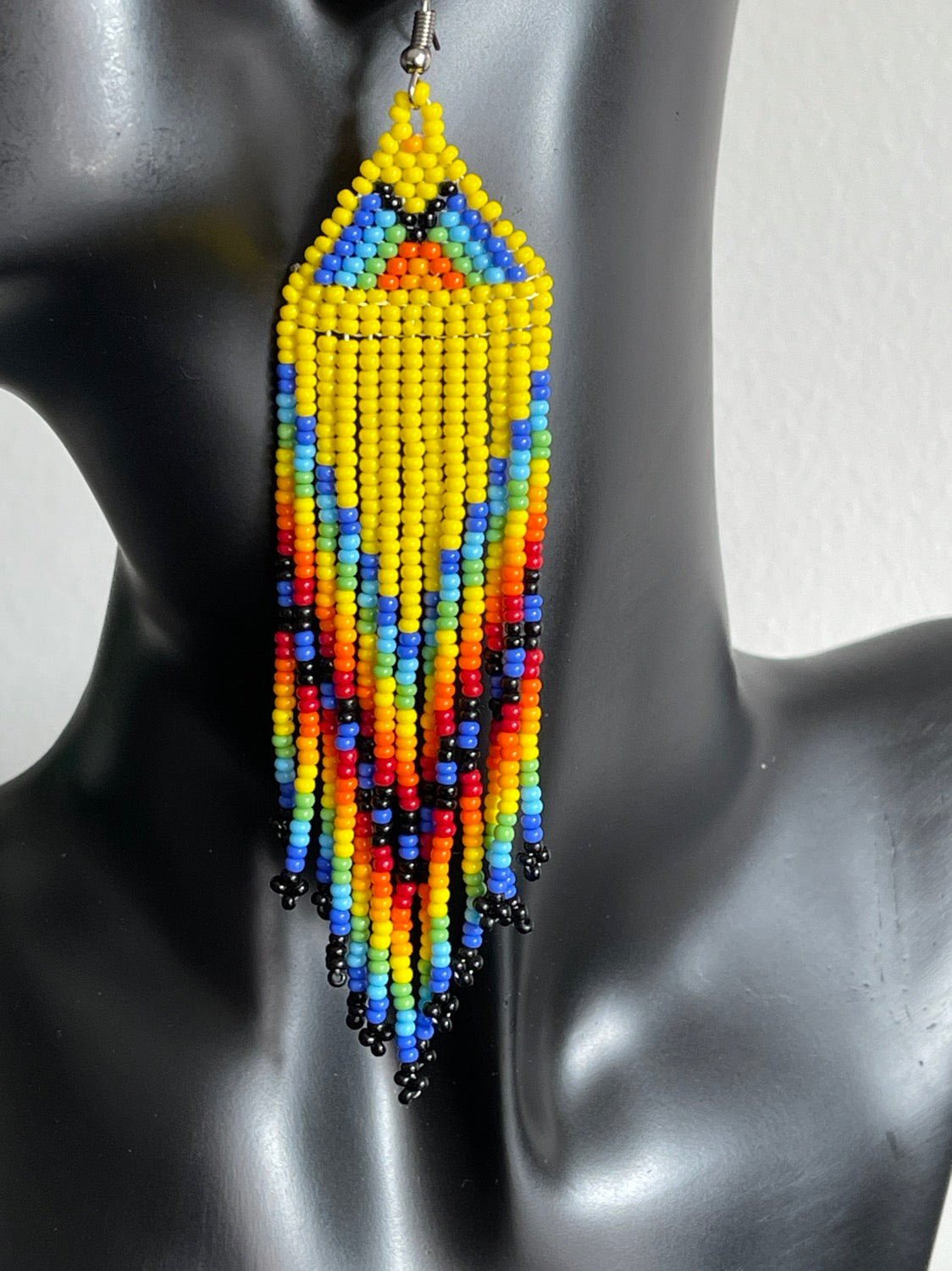 Long Multicolour Authentic Maasai Zulu Style Tribal Ethnic Tassel Earrings - Fatisha Boutique