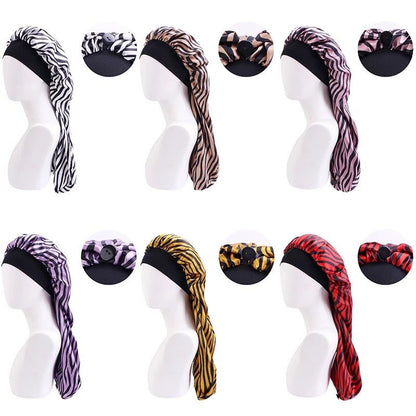 Long Single Layered Satin Silk Stripped Bonnet Caps For Braids And Long Hair - Fatisha Boutique