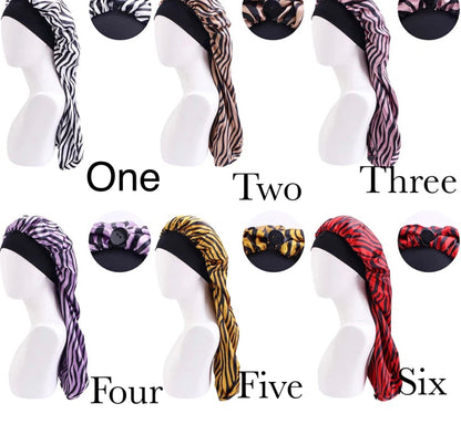 Long Single Layered Satin Silk Stripped Bonnet Caps For Braids And Long Hair - Fatisha Boutique