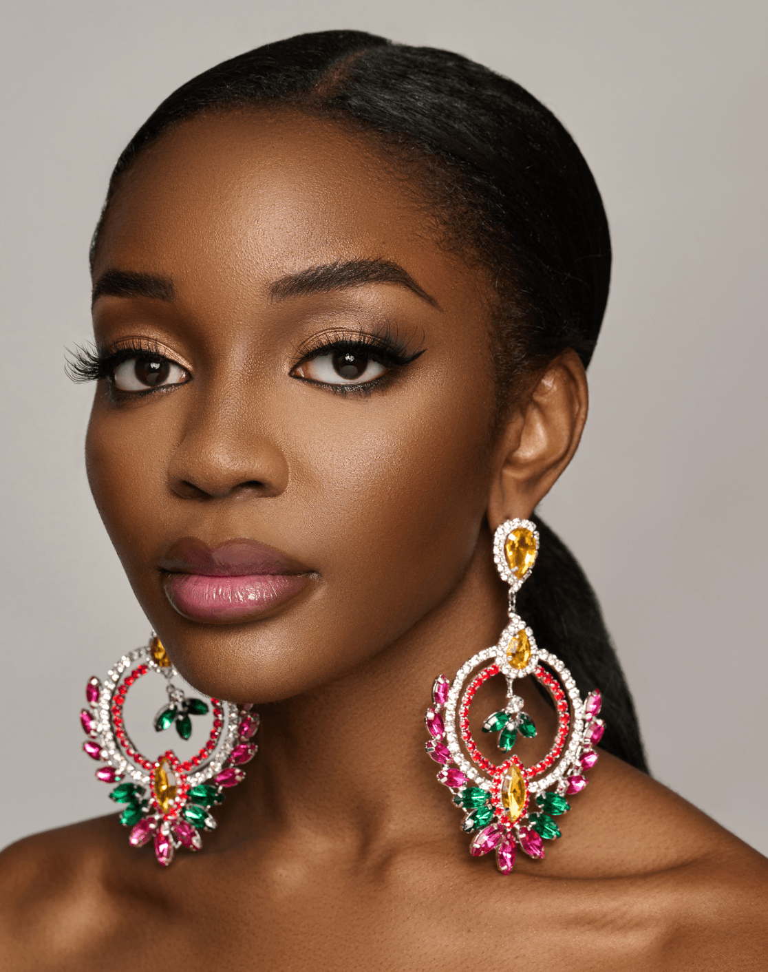 Luxury Multicolour Rhinestones Crystal Teardrop Statement Stud Earrings - Fatisha Boutique