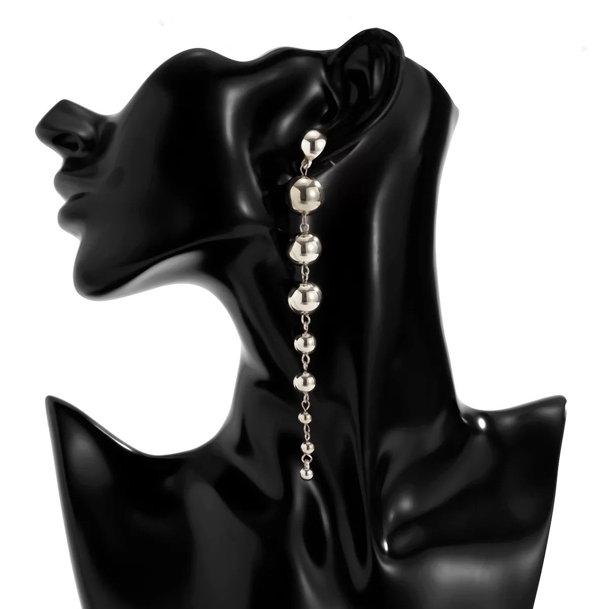 Minimalist Long Drop Ball Earrings – Elegant Statement Jewellery in Gold and Silver - Fatisha Boutique