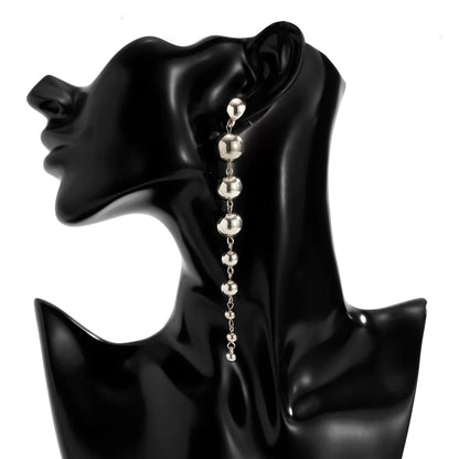 Minimalist Long Drop Ball Earrings – Elegant Statement Jewellery in Gold and Silver - Fatisha Boutique