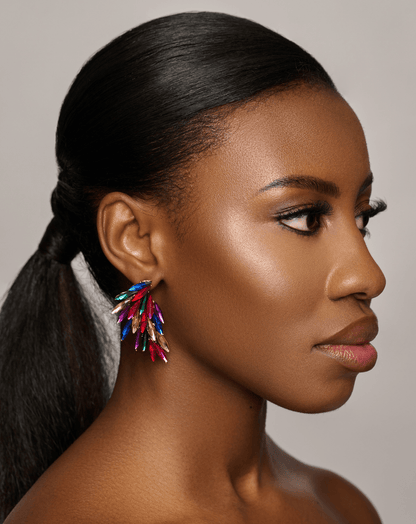 Multicolour Rhinestones Crystal Statement Stud Earrings - Fatisha Boutique