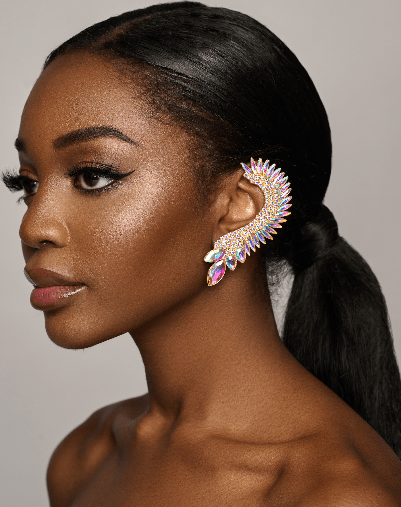 One Left Ear Glamorous Crystal Diamante Rhinestone Wrapped Earring - Fatisha Boutique