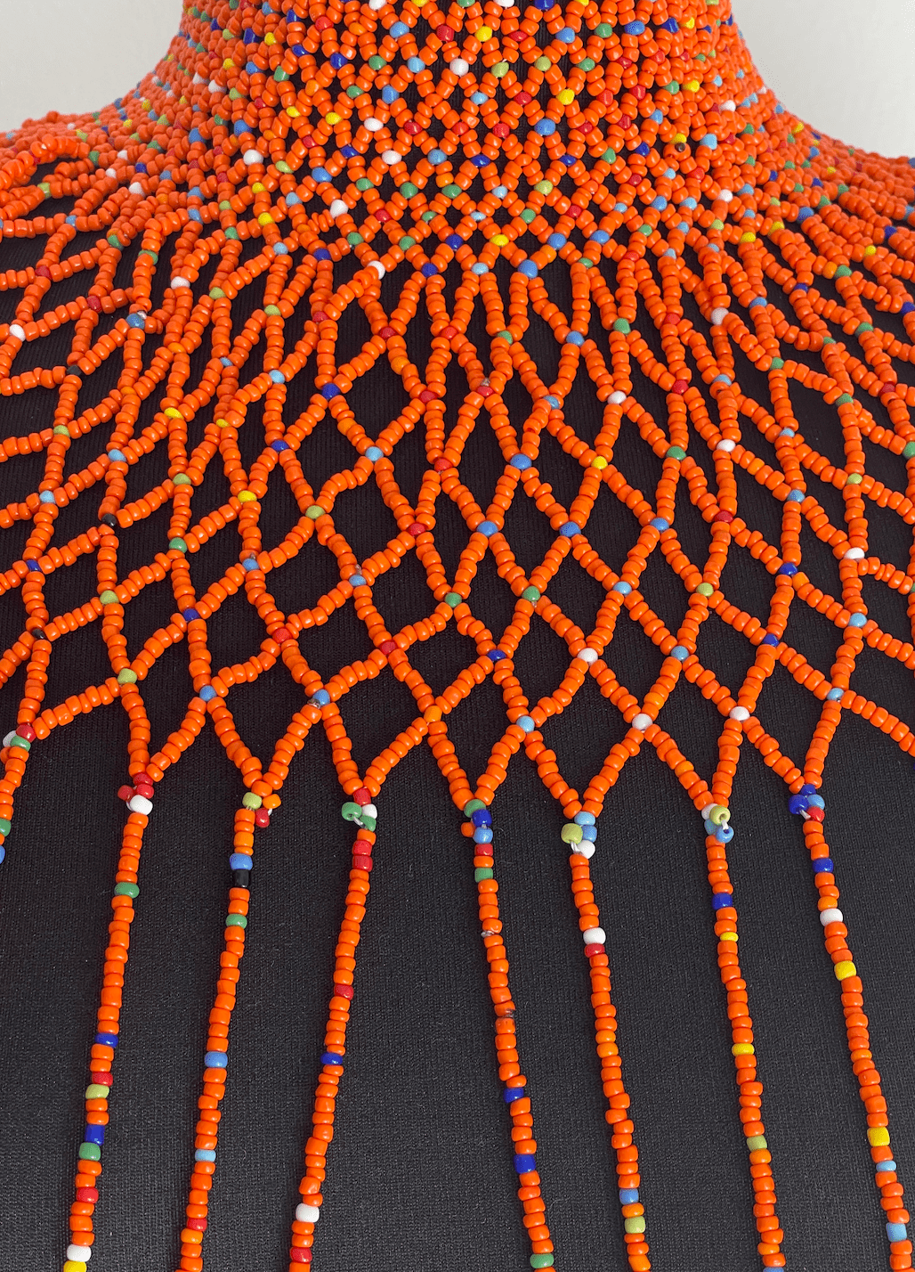 Orange Authentic Maasai Zulu Ethnic Beaded Collar Shoulder Body Jewellery - Fatisha Boutique