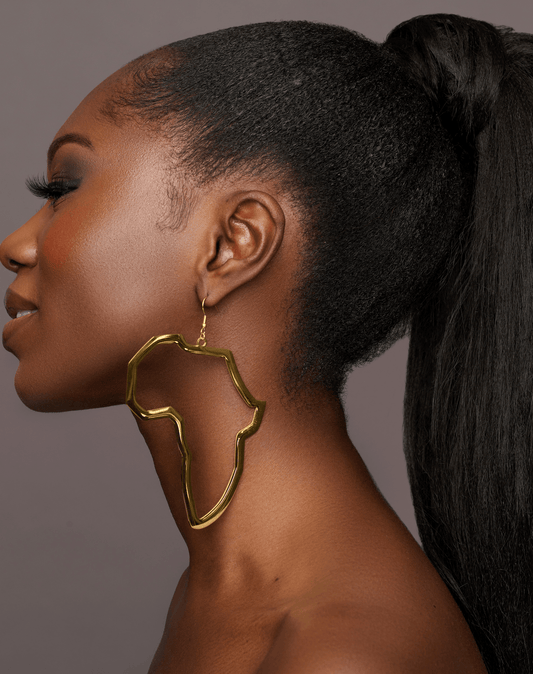 Oversized Africa Map Shape Stainless Steel Dangle Earrings – Bold Afrocentric Statement Jewellery - Fatisha Boutique