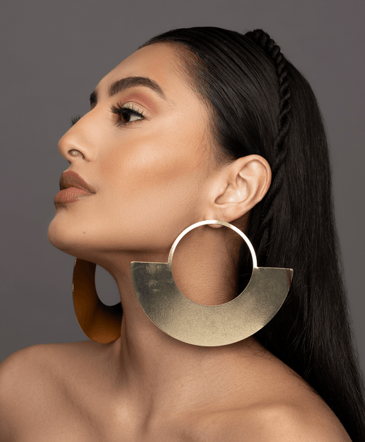 Oversized Fan Shaped designed Stud Dangling Statement Earrings - Fatisha Boutique