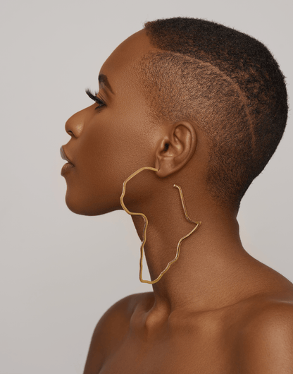 Oversized Outline Africa Map Hoop Earrings – Gold or Silver Statement Jewellery for Women - Fatisha Boutique