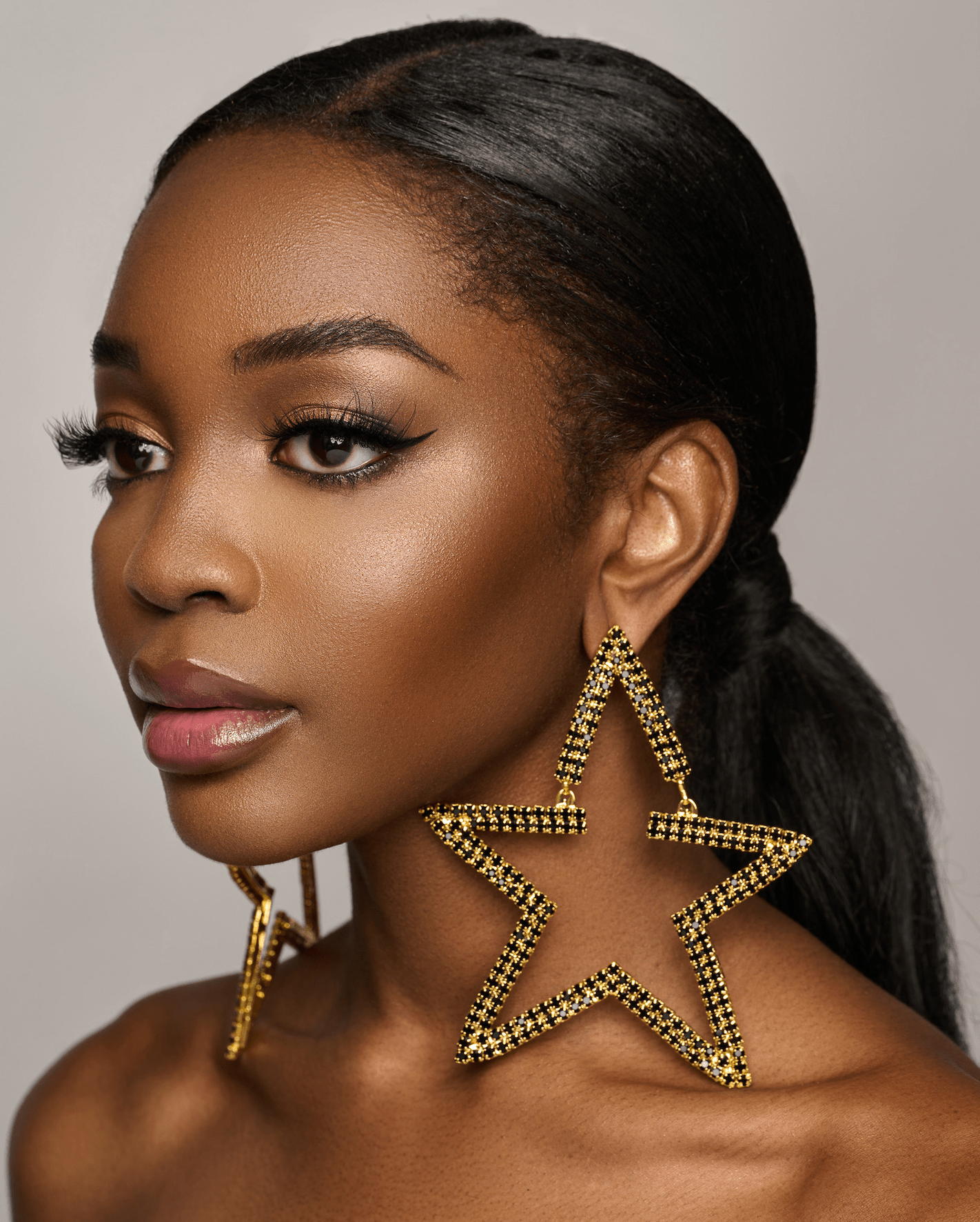 Oversized Star Design Rhinestones Statement Drop Earrings - Fatisha Boutique