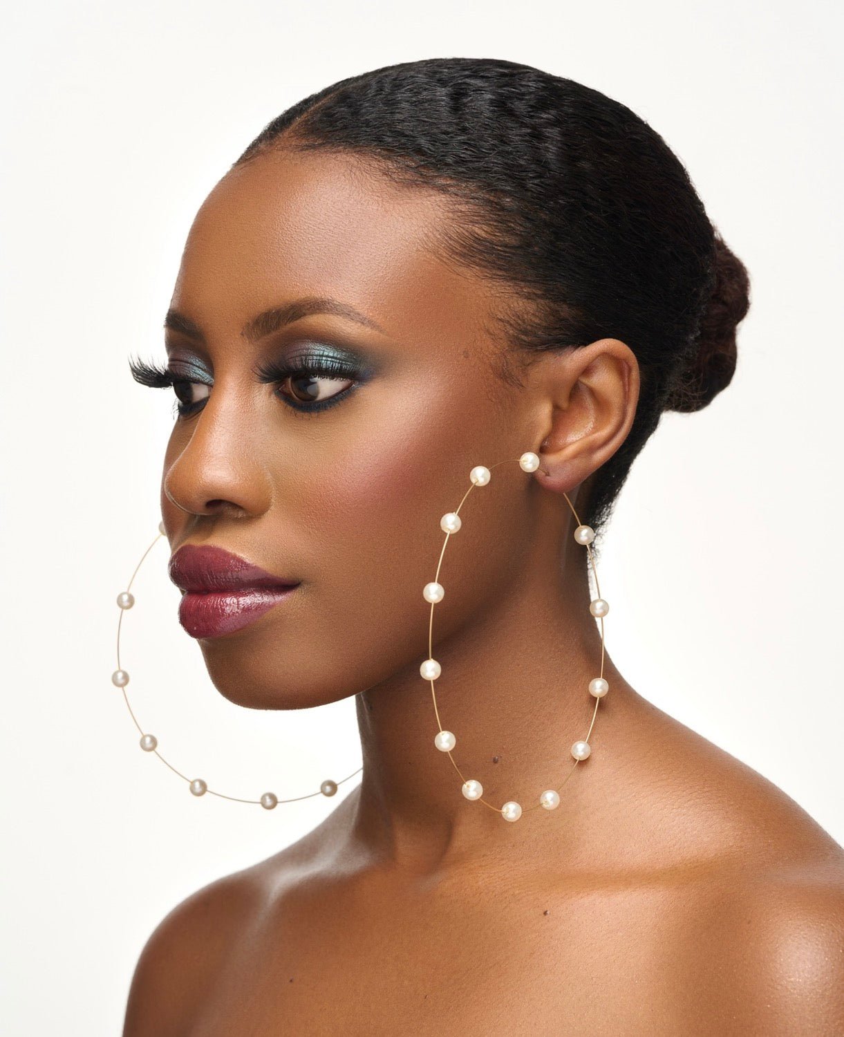 Oversized Thin Lightweight Faux Pearl Statement Hoop Earrings - Fatisha Boutique