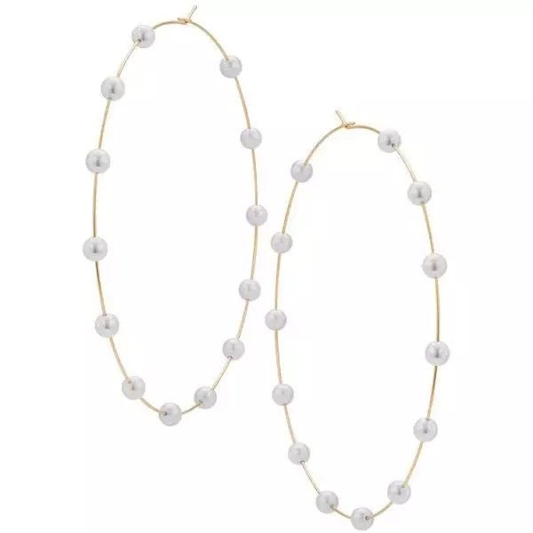 Oversized Thin Lightweight Faux Pearl Statement Hoop Earrings - Fatisha Boutique