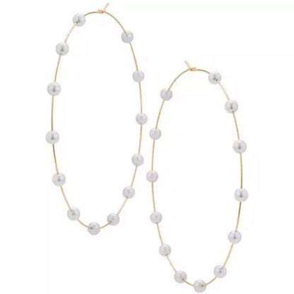 Oversized Thin Lightweight Faux Pearl Statement Hoop Earrings - Fatisha Boutique