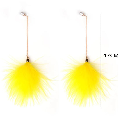 Playful Long Fluffy Pom Pom Earrings – Fun Statement Jewellery - Fatisha Boutique