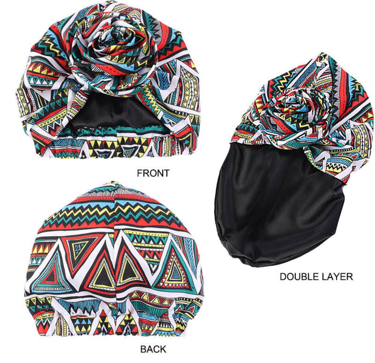 Pre - Tied Ankara Fabric Flower Turban Caps - Fatisha Boutique