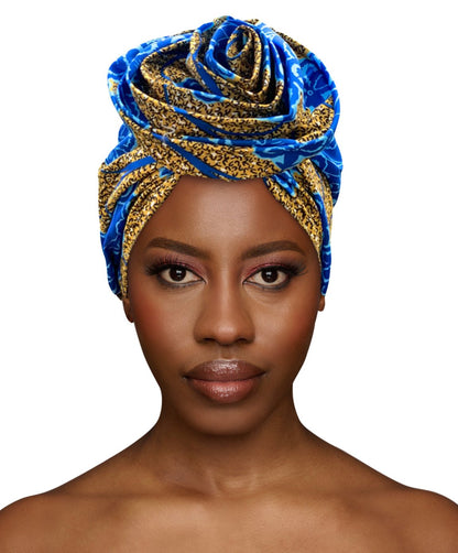 Pre - Tied Ankara Fabric Flower Turban Caps - Fatisha Boutique