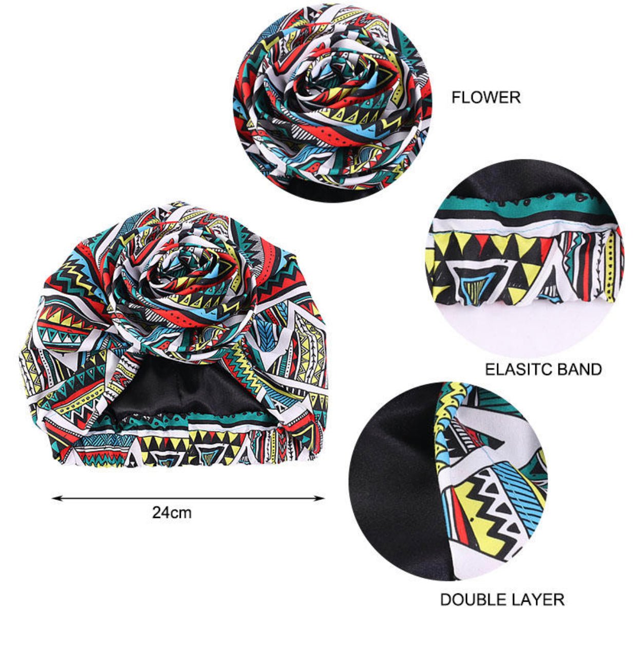 Pre - Tied Ankara Fabric Flower Turban Caps - Fatisha Boutique