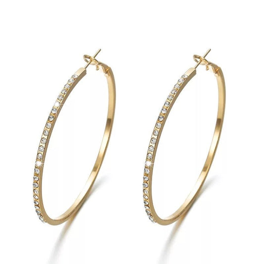 Rhinestone Crystal Hoop Earrings - Fatisha Boutique