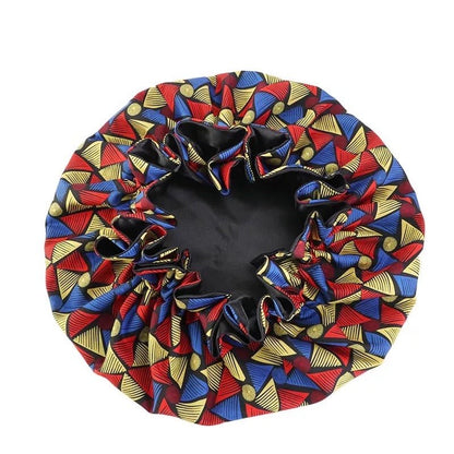 Satin Silk Double - Layered Reversible Ankara Bonnet Cap – Ruffle Edges | Stylish Hair Protection - Fatisha Boutique