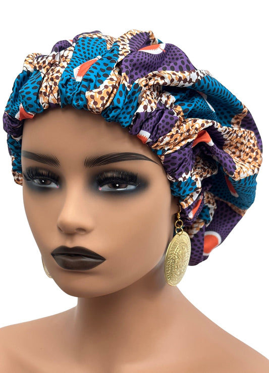 Satin Silk Double Layered Revisable Ankara Bonnet Caps - Fatisha Boutique