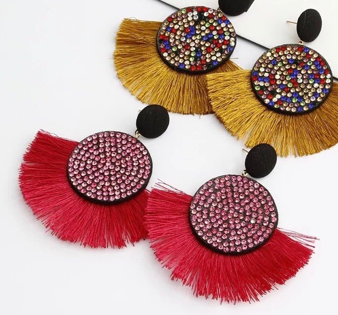 Silk Thread Bohemian Fan Shape Earrings - Fatisha Boutique