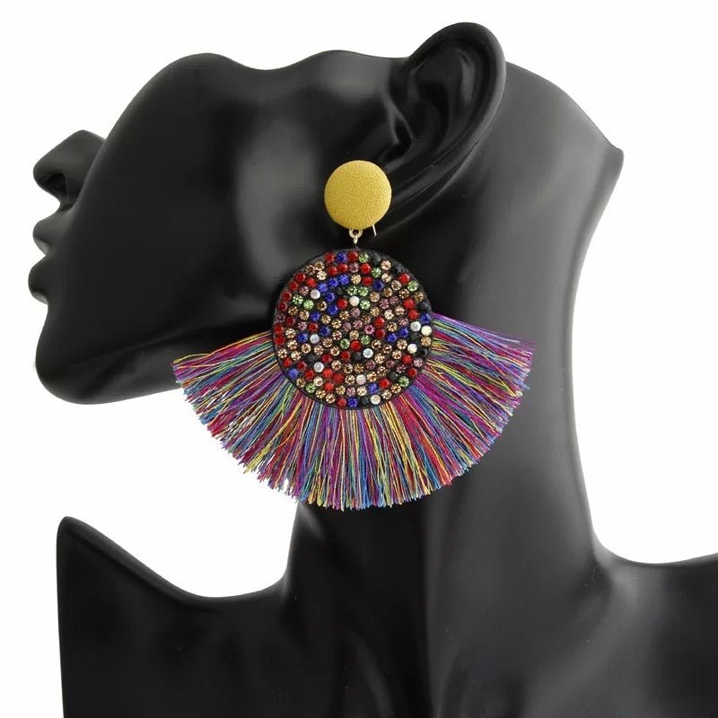 Silk Thread Bohemian Fan Shape Earrings - Fatisha Boutique