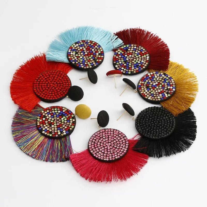Silk Thread Bohemian Fan Shape Earrings - Fatisha Boutique