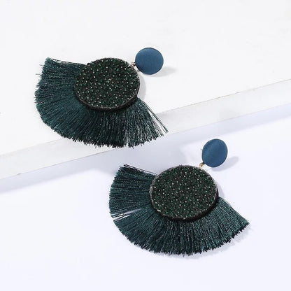 Silk Thread Bohemian Fan Shape Earrings - Fatisha Boutique